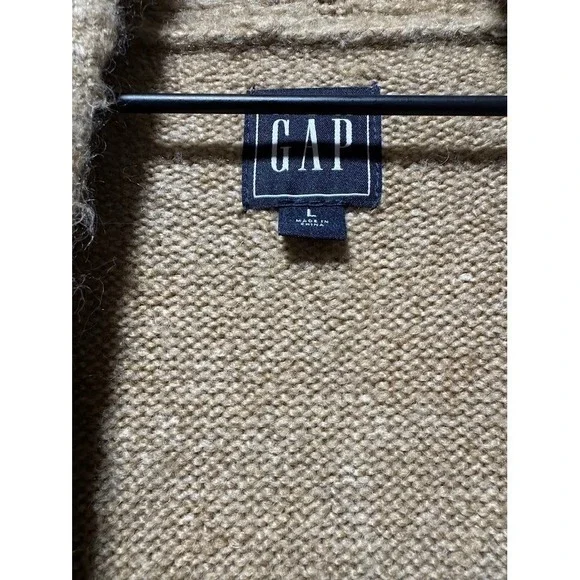 GAP Women Camel Heather Long Open Front Cardigan Sweater Size L - Picture 2 of 10